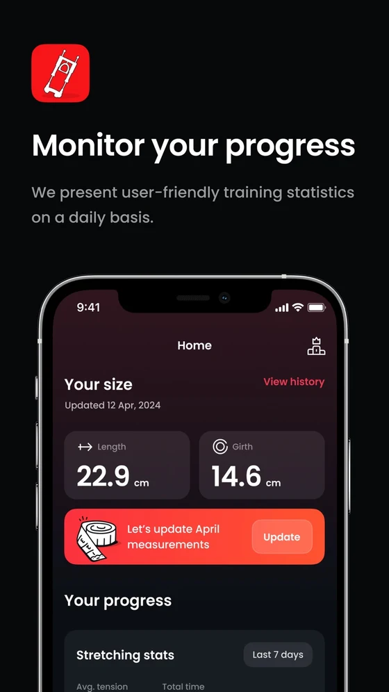 PE Trainer progress tracking, from its official App Store screenshots