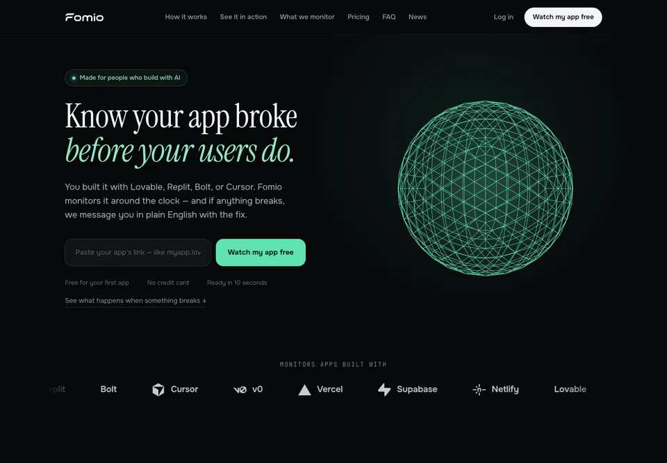 Fomio desktop website
