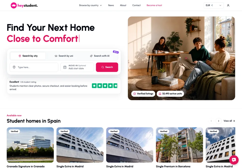 HeyStudent desktop website