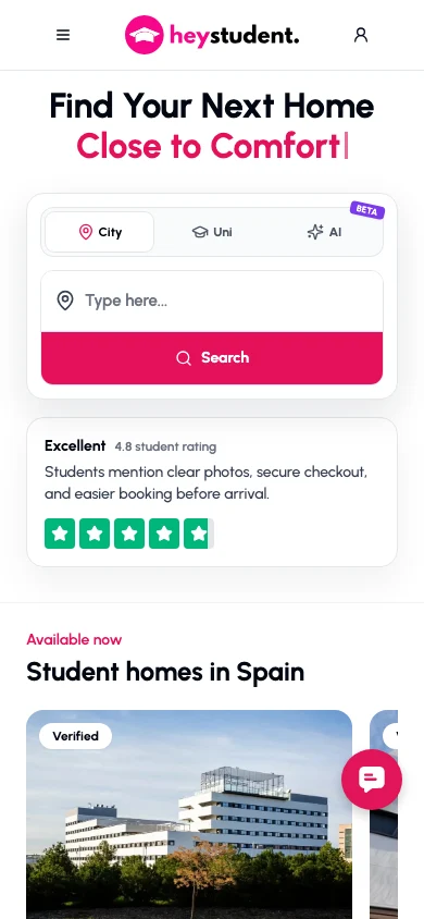 HeyStudent mobile website