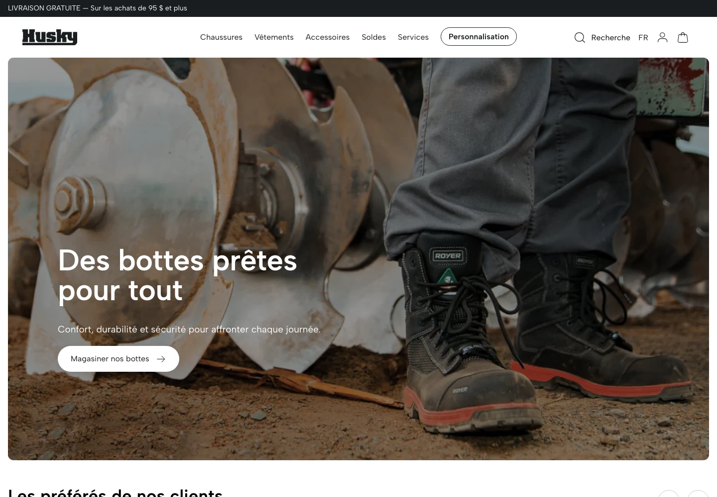 Husky Boutique live Shopify storefront