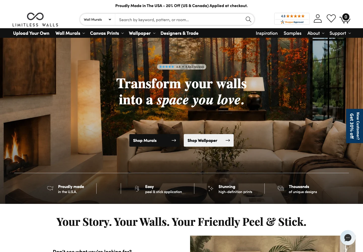 Limitless Walls live Shopify storefront